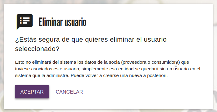 Confirmación eliminar usuario