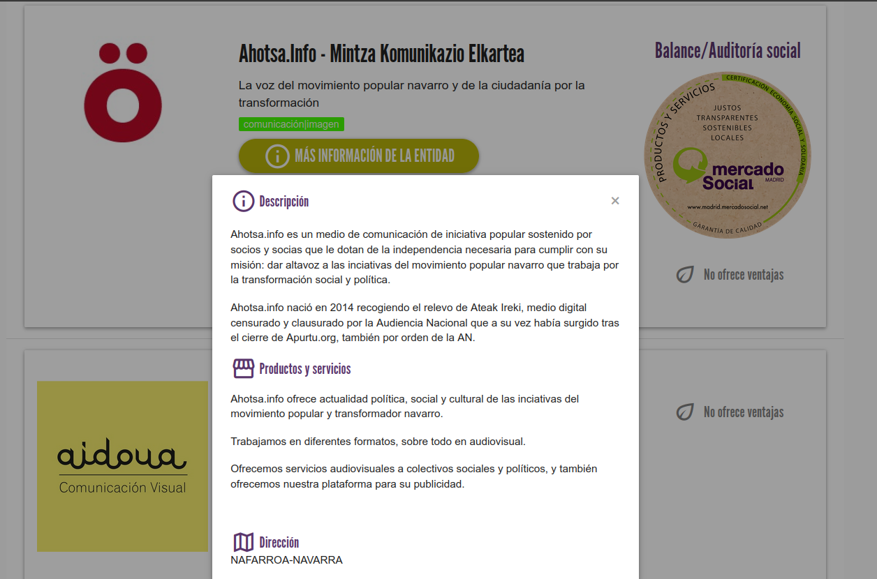 Panel entidad modificar perfil