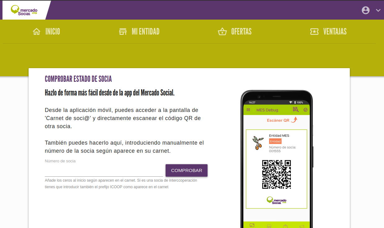 Panel entidad comprobar socia