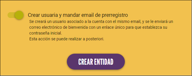 Crear usuaria y mandar email de prerregistro